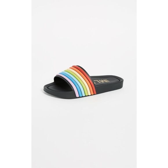 Melissa Rainbow Beach Slide Black Rainbow Size 7 - Picture 4 of 12